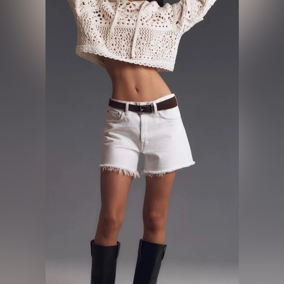 AGOLDE Parker Long Cutoff Jean Shorts White/Cream Size 30 4